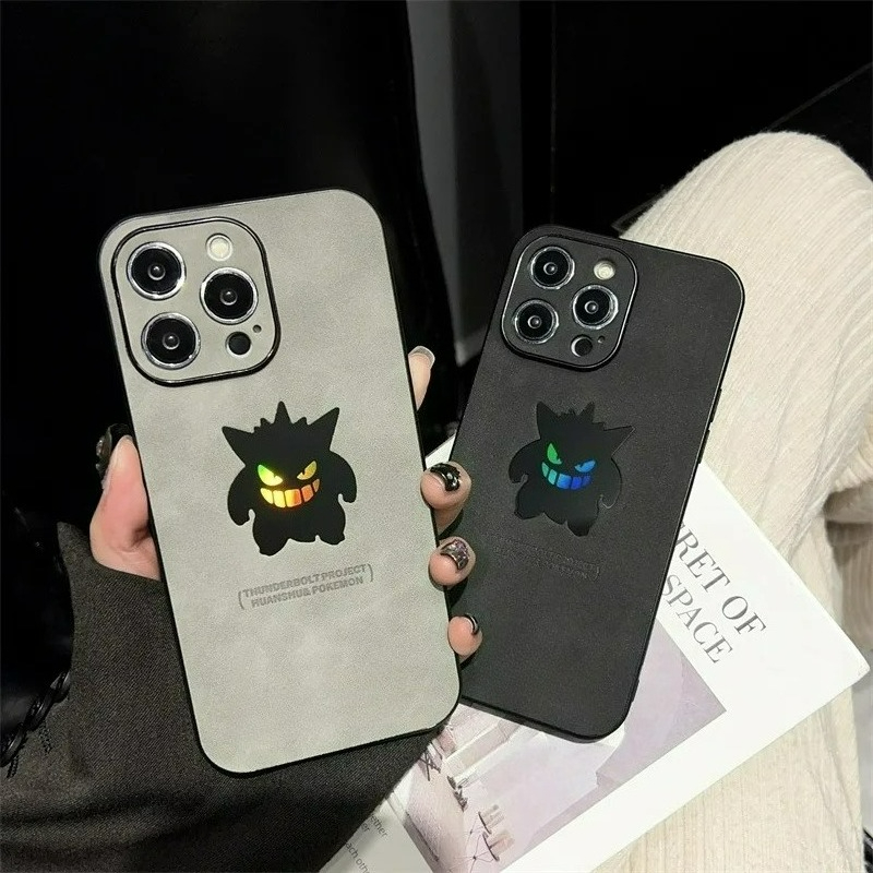 Phone Cases Unique - Cartoon Anime Gengar Leather Texture Laser