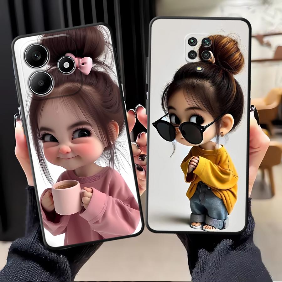 Phone Cases For Girls - Cartoon Girl Pattern Funda Phone Cover