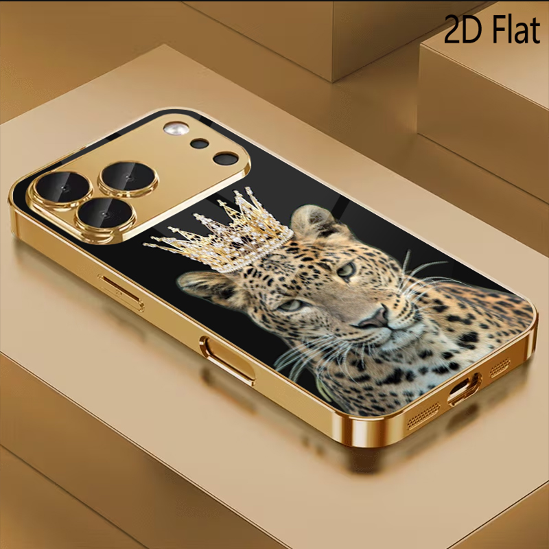 Phone Cases That Cover The Camera - Leopard King Patterned tempered glass design