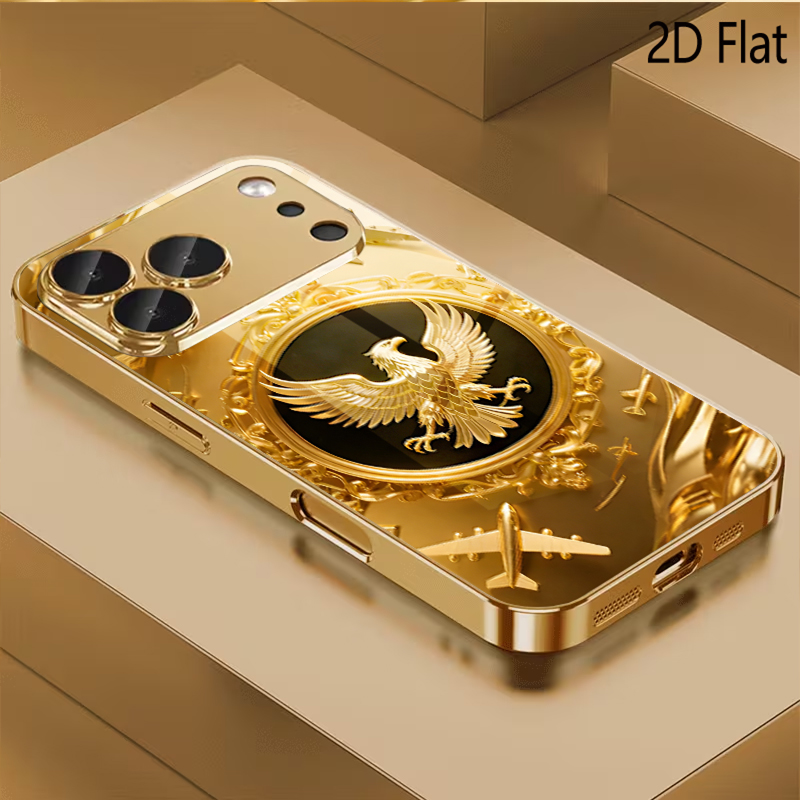 Phone Cases That Cover The Camera - Golden Wing Patterned tempered glass design