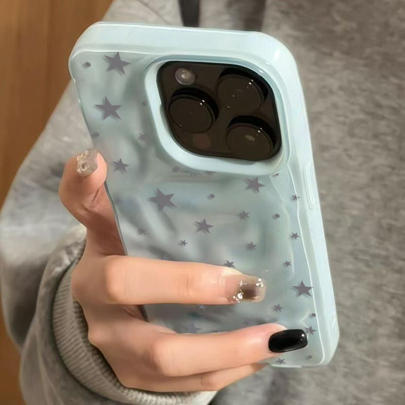 Phone Cases Unique - Minimalist Gray-Blue Star Wave Texture Phone