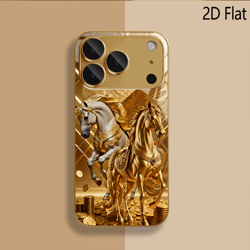Two horses Patterned tempered  - Phone Cases That Cover The Camera review and price