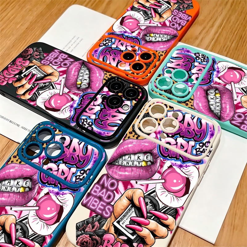 Hip Hop Pink Lips Baby Girl Gr - Phone Cases For Girls review and price