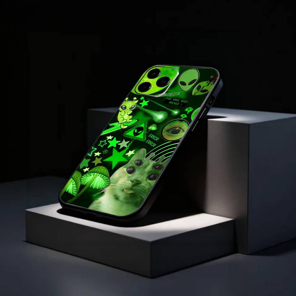 Meme Alien Green Cat Funny Pos - Phone Cases Quirky review and price