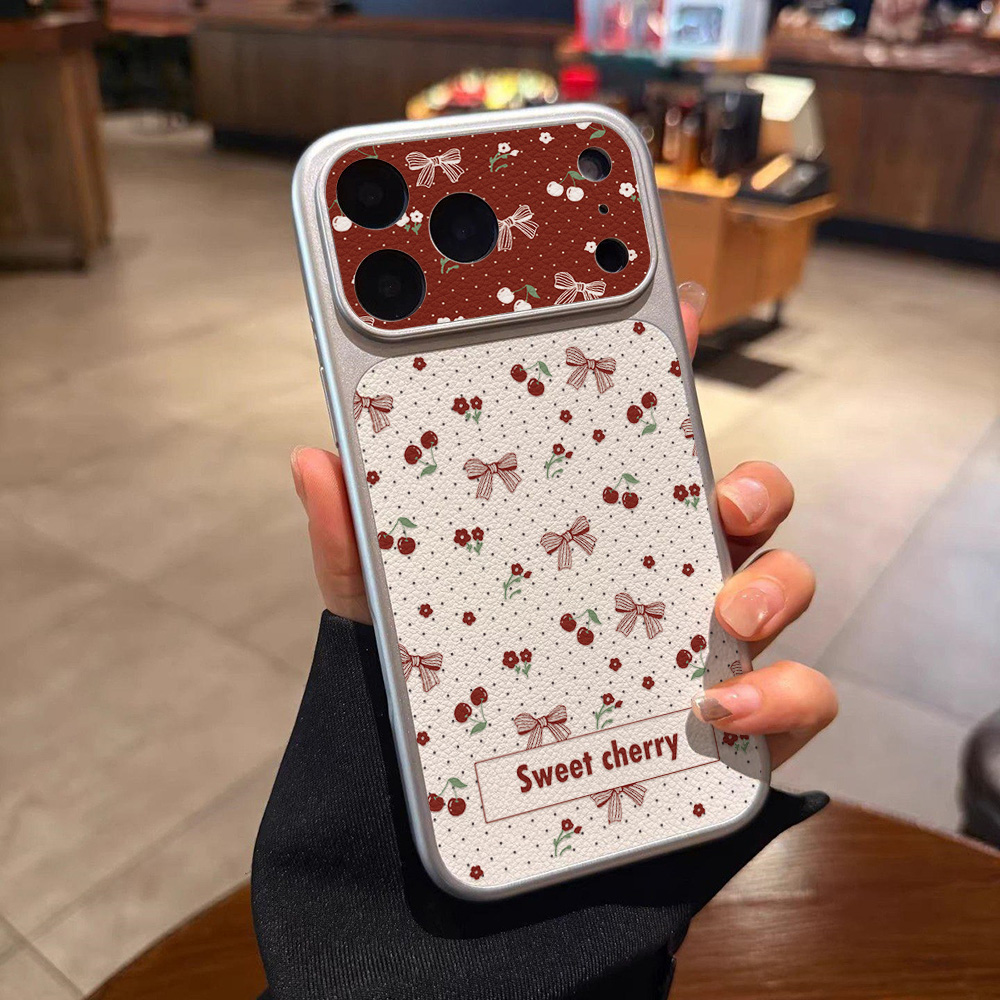 Sweet Cherry Bow Leather Phone - Phone Cases That Cover The Camera review and price