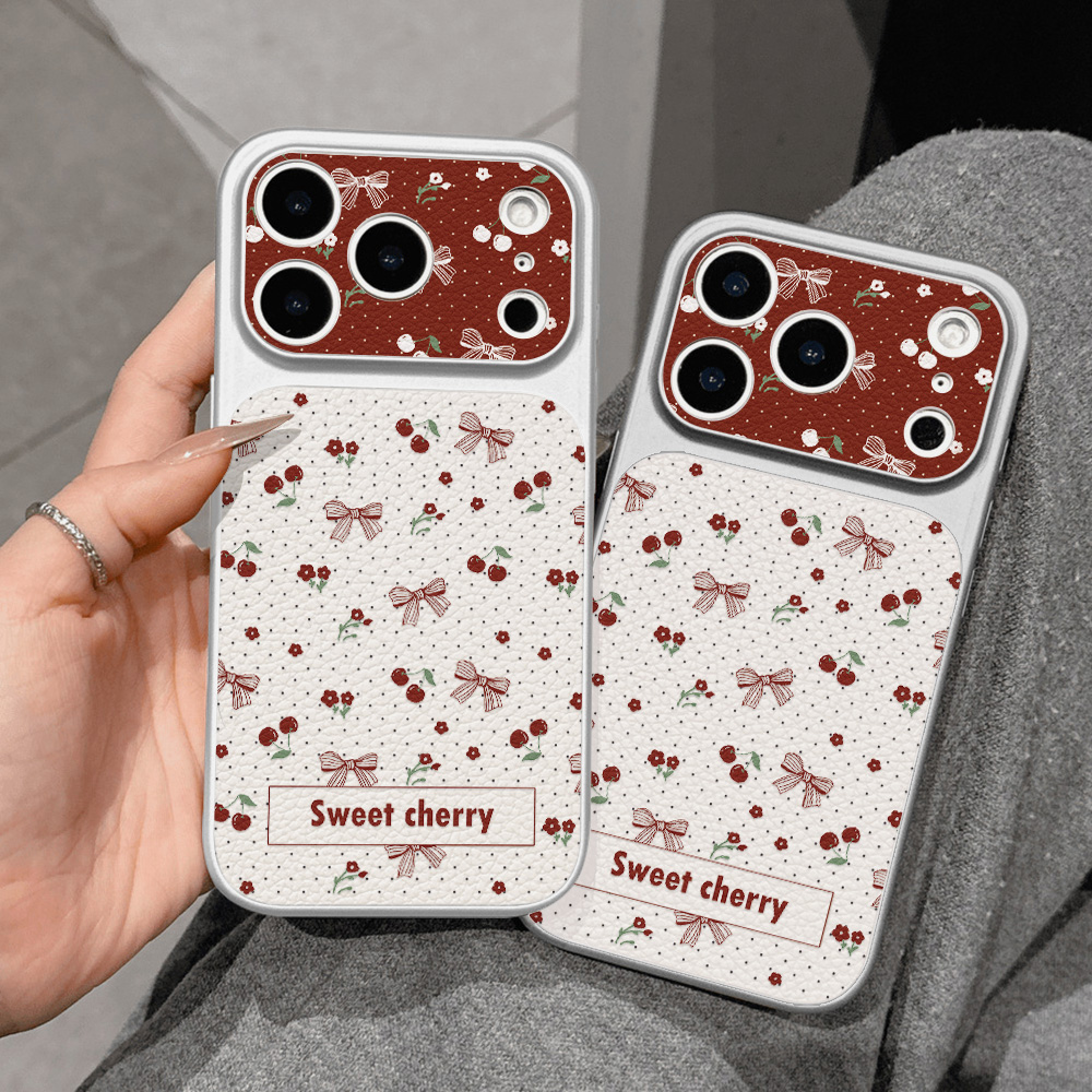 Sweet Cherry Bow Leather Phone - Phone Cases That Cover The Camera review and price