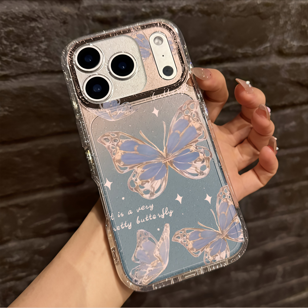 Luxury Blue Butterfly Clear Gl - Phone Cases Unique review and price