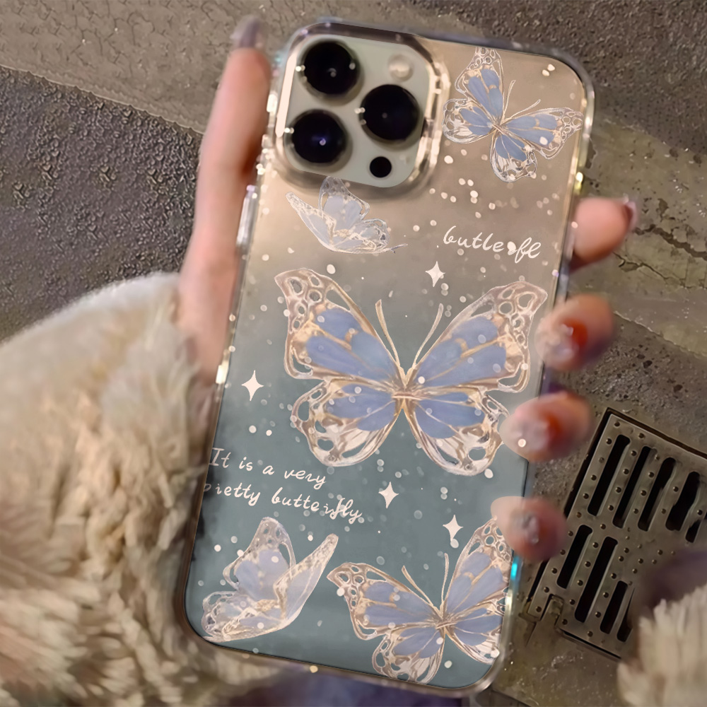 Luxury Blue Butterfly Clear Gl - Phone Cases Unique review and price