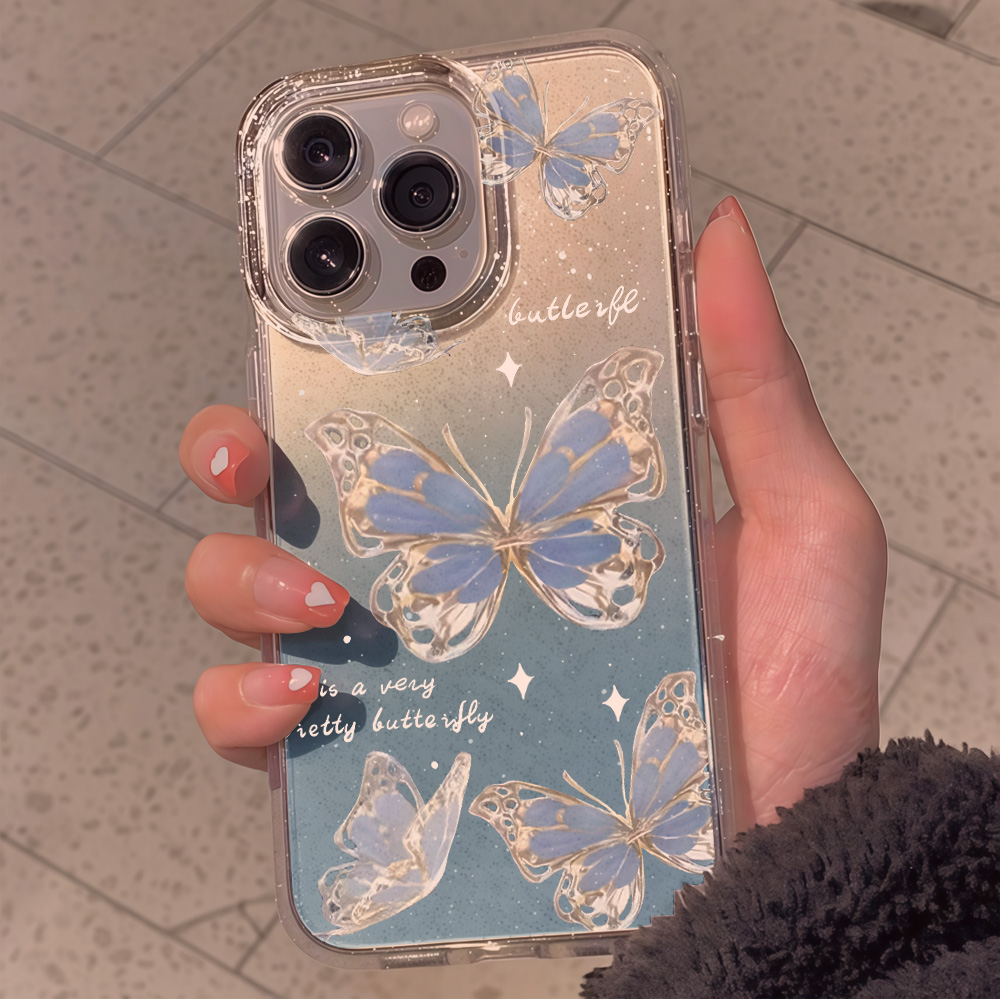 Luxury Blue Butterfly Clear Gl - Phone Cases Unique review and price