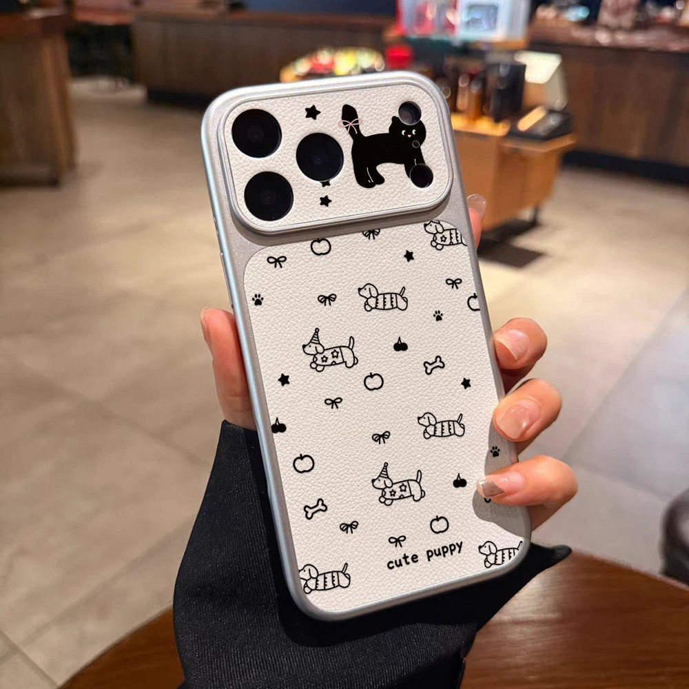 Cute Puppy Leather Phone Case  - Phone Cases That Cover The Camera review and price