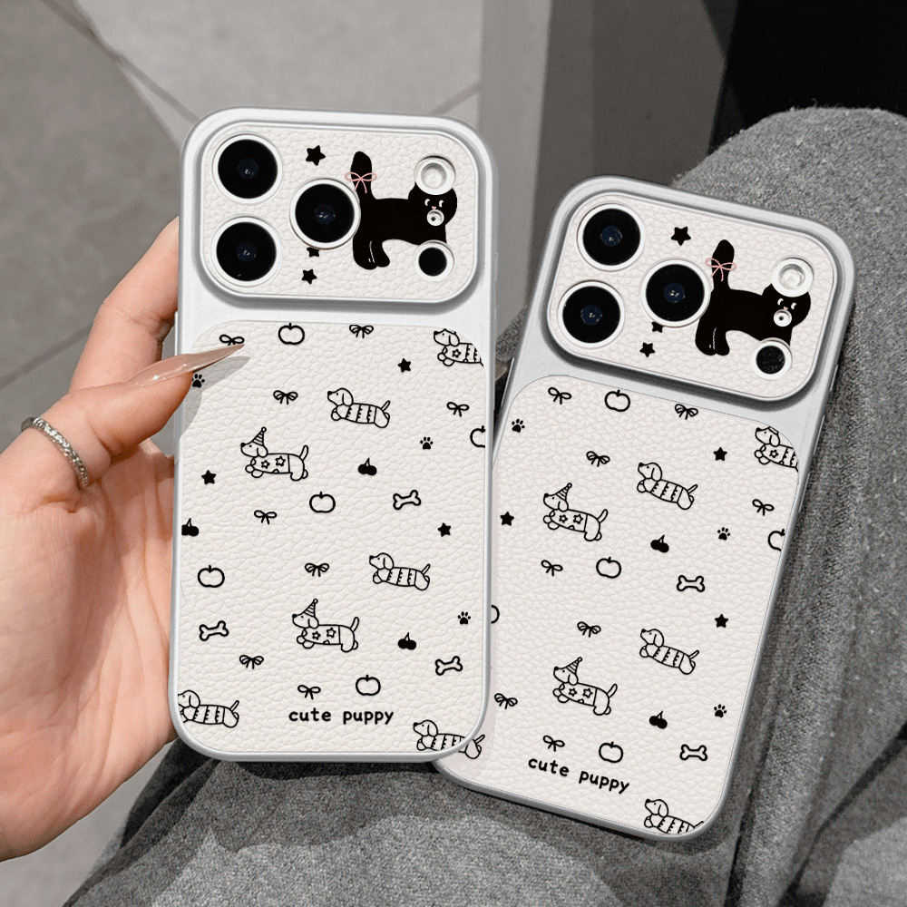Cute Puppy Leather Phone Case  - Phone Cases That Cover The Camera review and price
